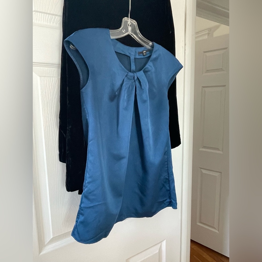 Boss Jewel Toned Sapphire Blue Satin Blouse - Picture 4 of 16